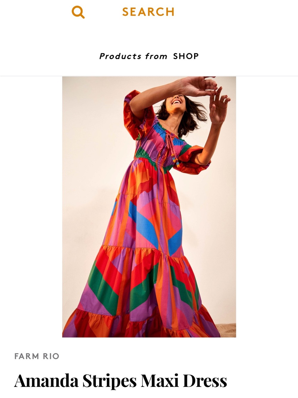 FARM Rio Amanda Stripes Maxi Dress - Red, Pink, Blue, Green, Purple